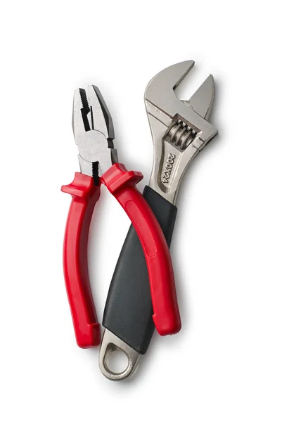 Pliers and Wrench for repair on a white background — Stock Photo, Image