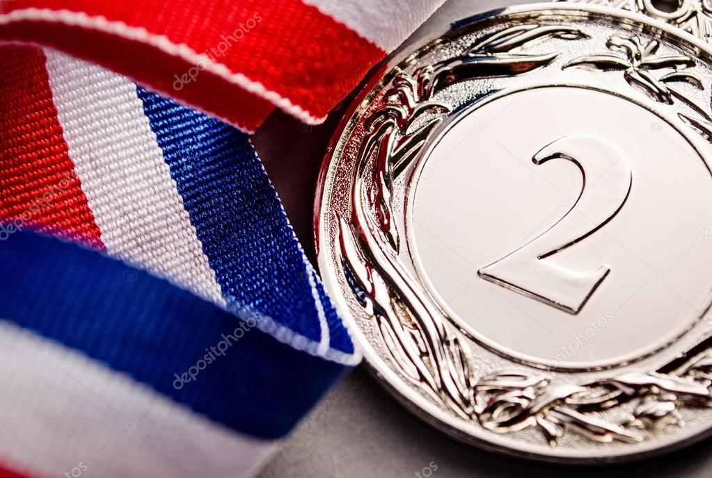 Silver medal winner at the light background