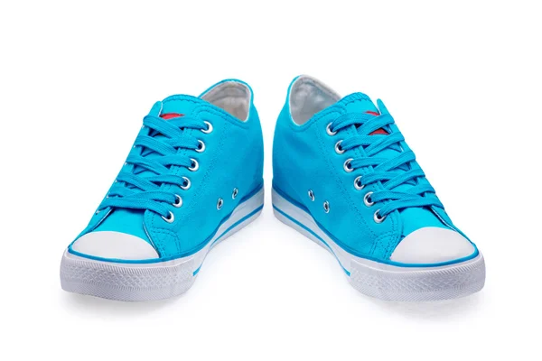 Um par de sapatos azuis com cadarço — Fotografia de Stock