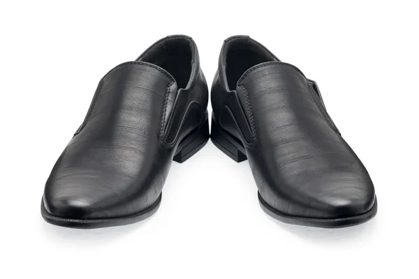 Um par de sapatos de couro preto clássico para homens, sem cadarço — Fotografia de Stock