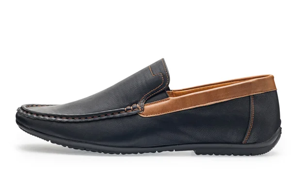 Mocassins masculinos de couro único cor azul escuro — Fotografia de Stock