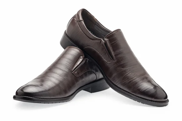 Um par de sapatos de couro marrom clássico para homens, sem atacadores — Fotografia de Stock