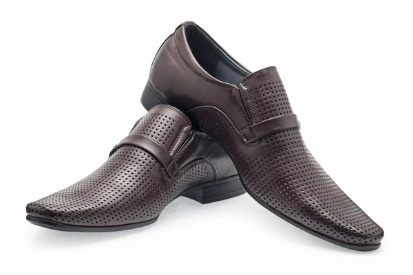 Un paio di scarpe classiche in pelle marrone da uomo, senza lacci — Foto Stock