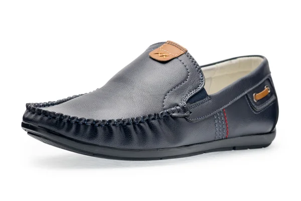 Mocassins masculinos de couro único cor azul escuro — Fotografia de Stock