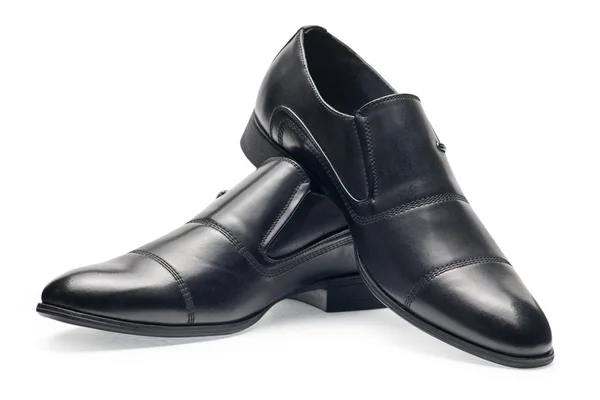 신발끈 없이 남성용 클래식 블랙 가죽 신발 한 켤레 — 스톡 사진