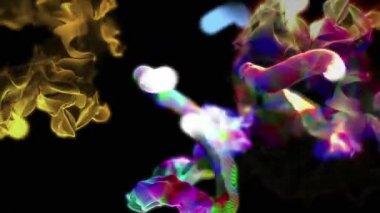 Parçacıkların döngü renkli, 3d animasyon, birden çok hızlı akışı