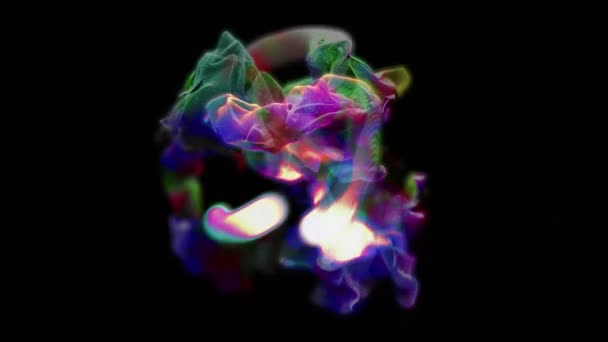 Plexus of colorful streams of particles , 3D animation, looping — Stock Video