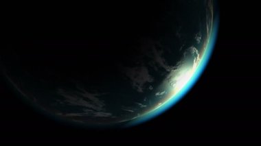 Dünya'nın güneşli bölümü. Sorunsuz döngü, 3d animasyon.