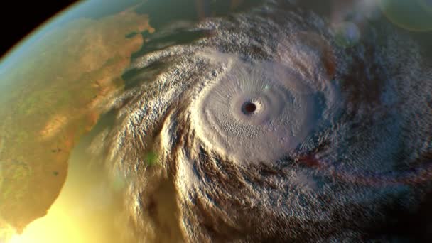 Cyclone tropicale sulla superficie terrestre, animazione 3D . — Video Stock