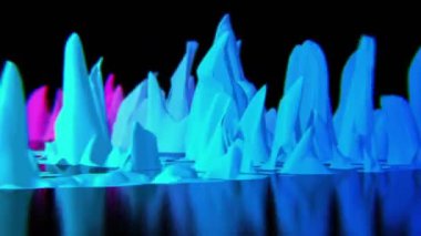 Renkli soyut hills deli gibi siyah yüzeyinde, Cg, sorunsuz döngü salınım