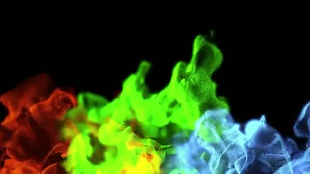 Fiamma variopinta astratta, animazione delle particelle, loop — Video Stock