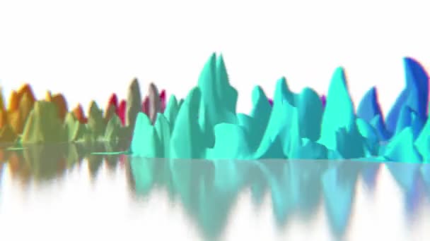 Carte du monde multicolore oscillant sur surface blanche, animation 3D 