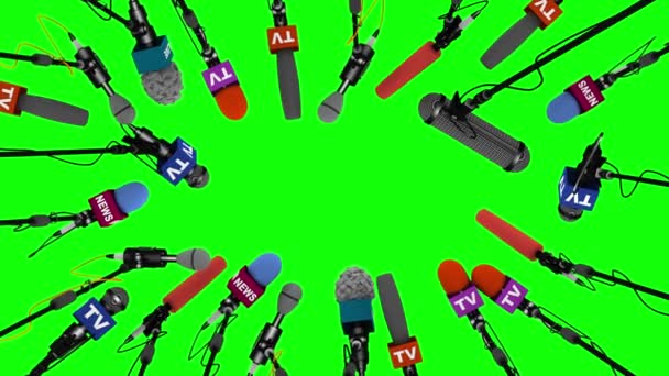 Boom pole microphones on green screen, 3D animation — Stock Video