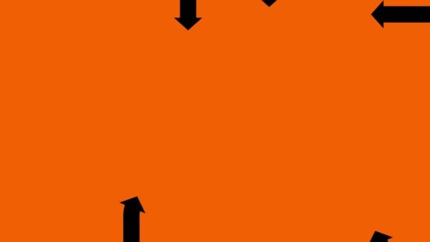 Flechas negras sobre fondo naranja, animación plana — Vídeos de Stock