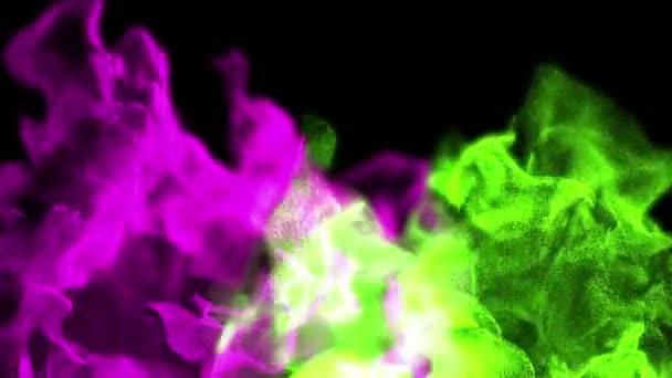 Abstract colorful splashes of particles, 3D animation, looping — Stock Video