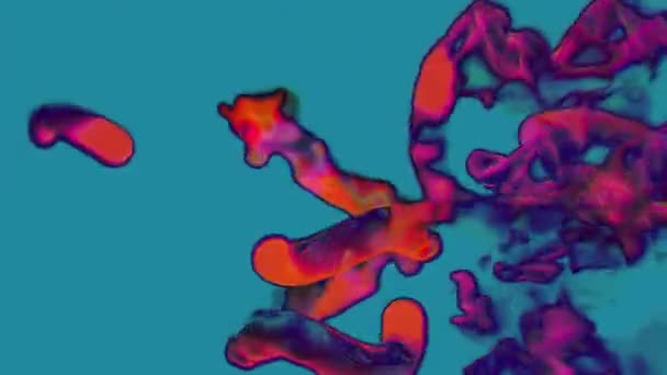 Red streams of particles on blue background, 3D animation, looping — Stock Video