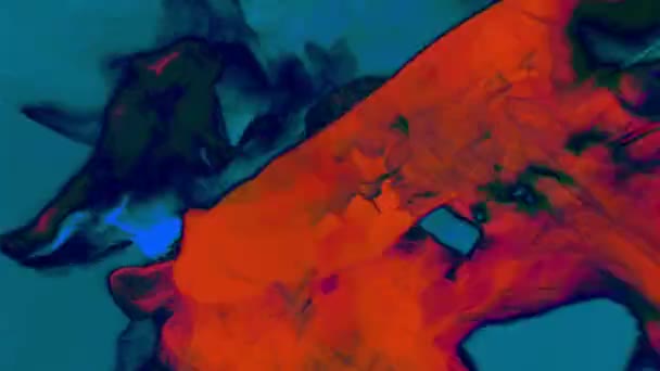 Nuages rouges de particules sur bleu, animation 3D, boucle 