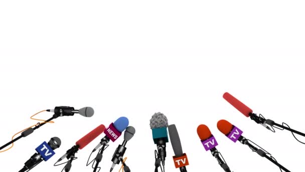 Microphones prêts pour la conférence de presse, animation 3D avec canal alpha — Video