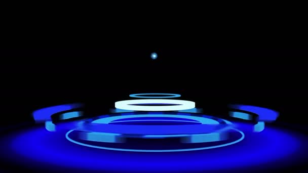 Abstrakte 3D-Animation mit blauen Kreisen und Erde. — Stockvideo