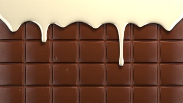 Condensed milk drips on chocolate bar — Stock Video