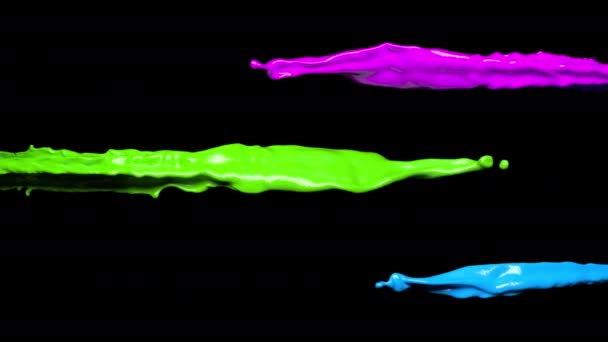 Pink, Green and Blue flows of paint — Stock Video