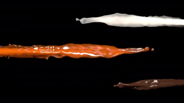 牛奶、焦糖和巧克力流动情况 — 图库视频影像