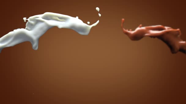 Spatten melk en chocolade — Stockvideo