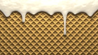 Sütlü dondurma waffle 'a damlıyor.