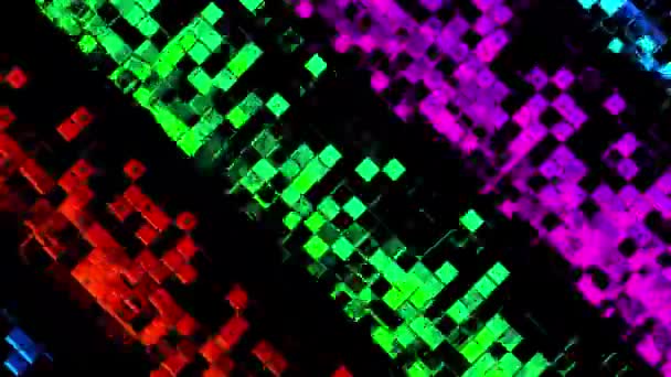 Abstrakte Streifen quadratischer Mosaikzellen auf schwarzem Hintergrund — Stockvideo
