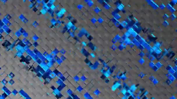 Tiras abstractas de células de mosaico cuadradas sobre fondo de carbono — Vídeos de Stock