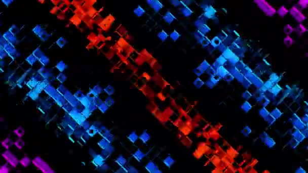 Abstract strips of square mosaic cells on black background — Stock Video