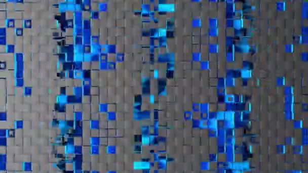 Tiras abstractas de células de mosaico cuadradas sobre fondo de carbono — Vídeos de Stock