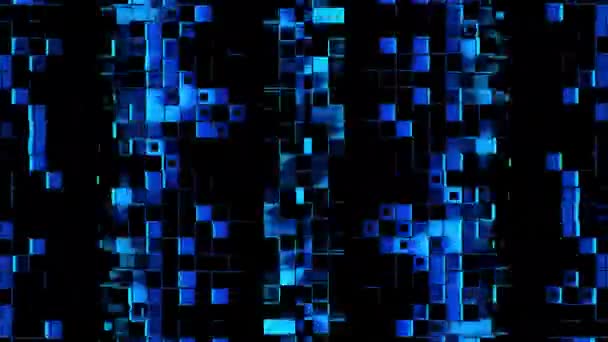 Αφηρημένες λωρίδες από τετράγωνα ψηφιδωτά κύτταρα σε μαύρο φόντο — Αρχείο Βίντεο