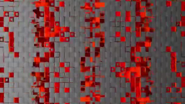 Abstraktní pruhy čtvercových mozaikových buněk na uhlíkovém pozadí — Stock video