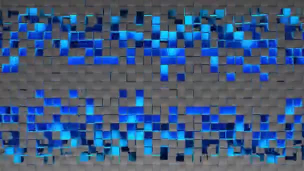 Tiras abstractas de células de mosaico cuadradas sobre fondo de carbono — Vídeo de stock