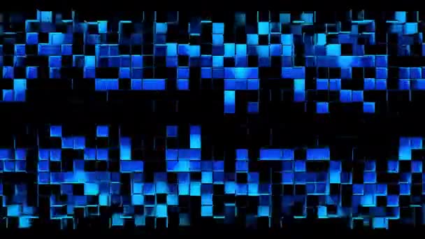 黒の背景に正方形のモザイク細胞の抽象ストリップ — ストック動画