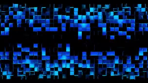 Abstract strips of square mosaic cells on black background — Stock Video