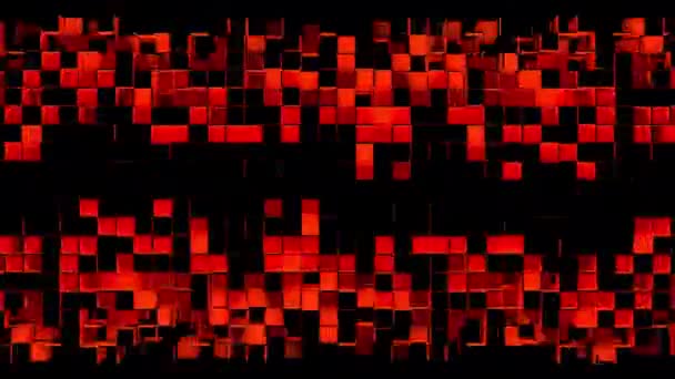 Strisce astratte di celle quadrate a mosaico su sfondo nero — Video Stock