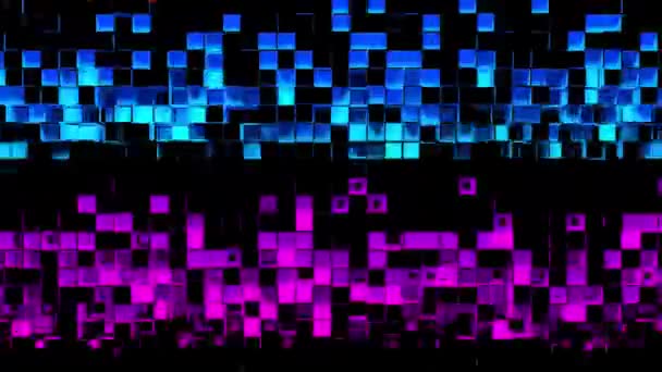 Abstract strips of square mosaic cells on black background — Stock Video