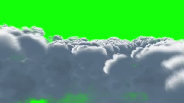 Flying through the clouds, green screen, seamless loop. — Stock Video