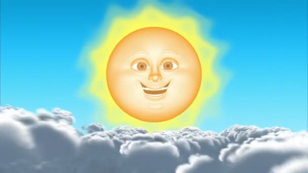 3D kreskówka słońce, bez szwu pętli. — Wideo stockowe