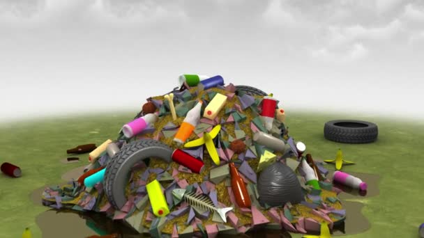 Garbage Monster. 3D animation. — Stock Video