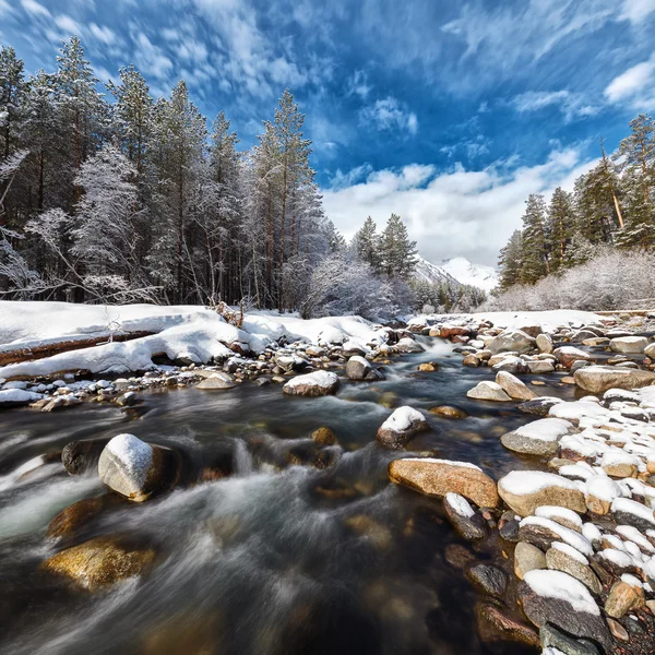 Mountain river Baksan at wintertime — Stock Photo, Image