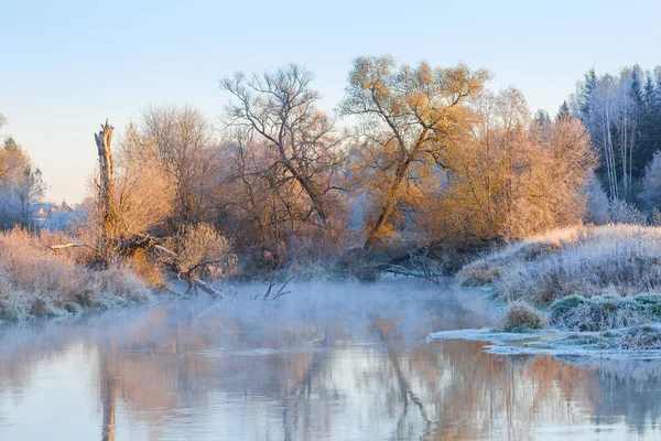 Paisagem de inverno com rio — Fotografia de Stock