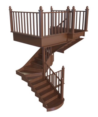 beyaz zemin üzerinde ahşap merdiven