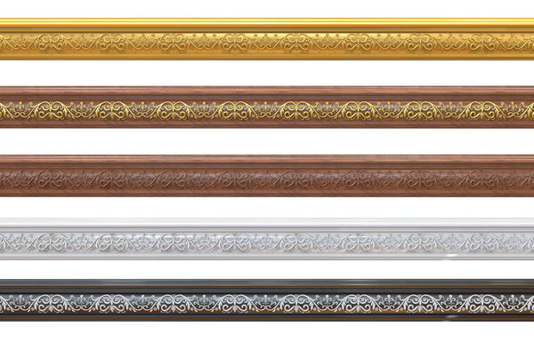 Different samples of classical cornices with patterns