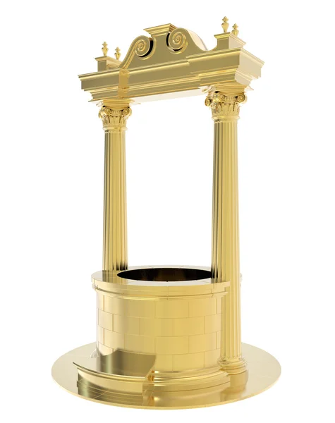 Gold antiker Brunnen mit Säulen — Stockfoto