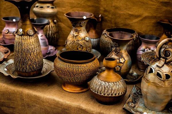 stock image Sibiu City, Romania - 06 September 2020. Traditional Romanian handmade ceramics market at the potters fair from Sibiu, Romania