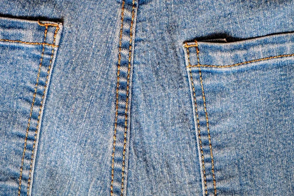 Szczegóły Spodni Jeansowych Szwami Kieszeniami — Zdjęcie stockowe