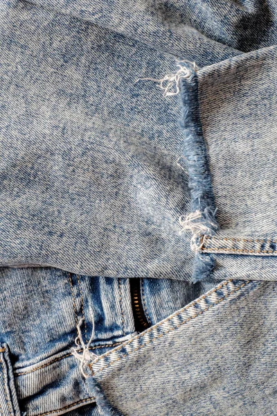 Szczegóły Spodni Jeansowych Szwami Kieszeniami — Zdjęcie stockowe